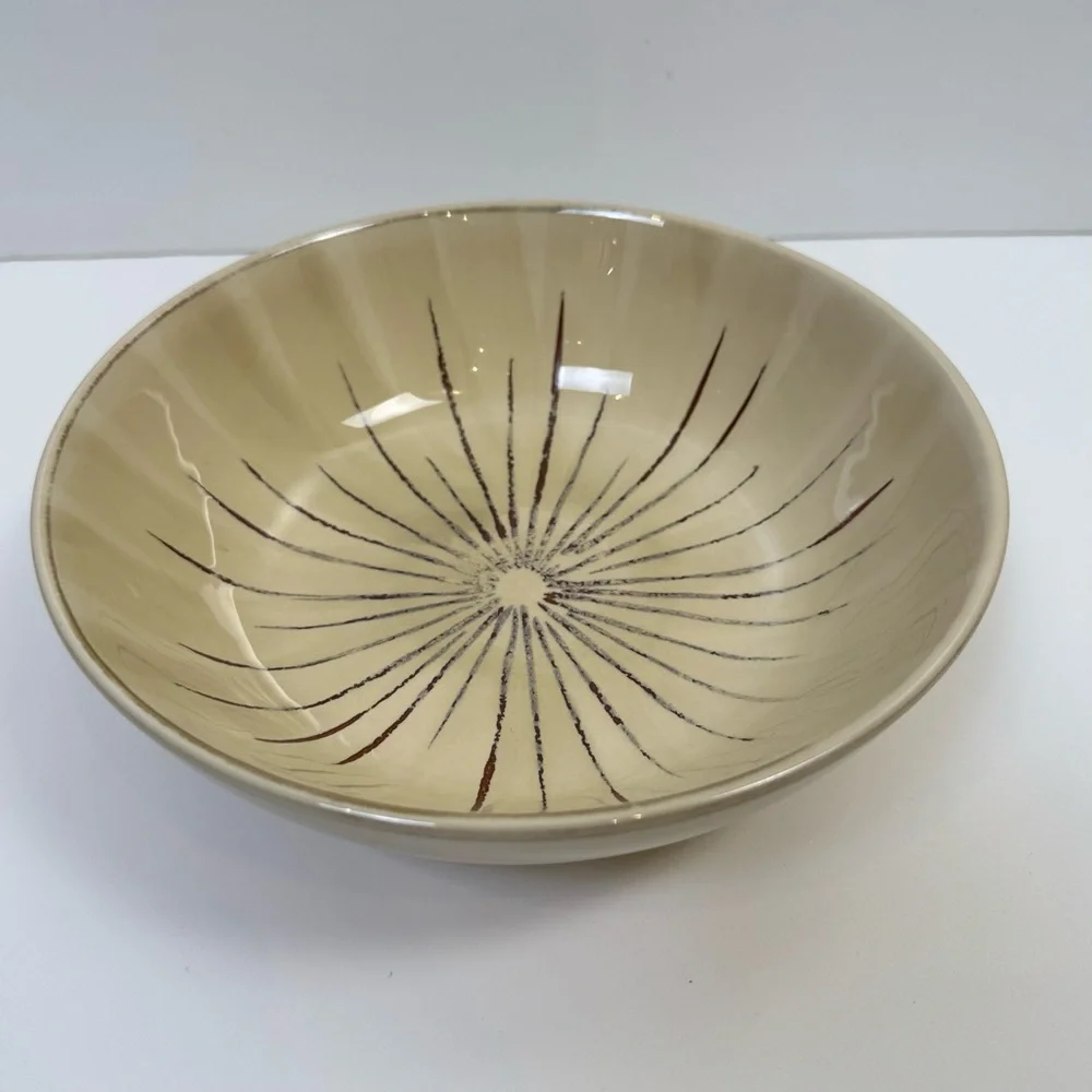 Pier 1 Imports Sanctuary Stoneware Cereal Soup Bowl Tan Brown Sunburst Bohemian